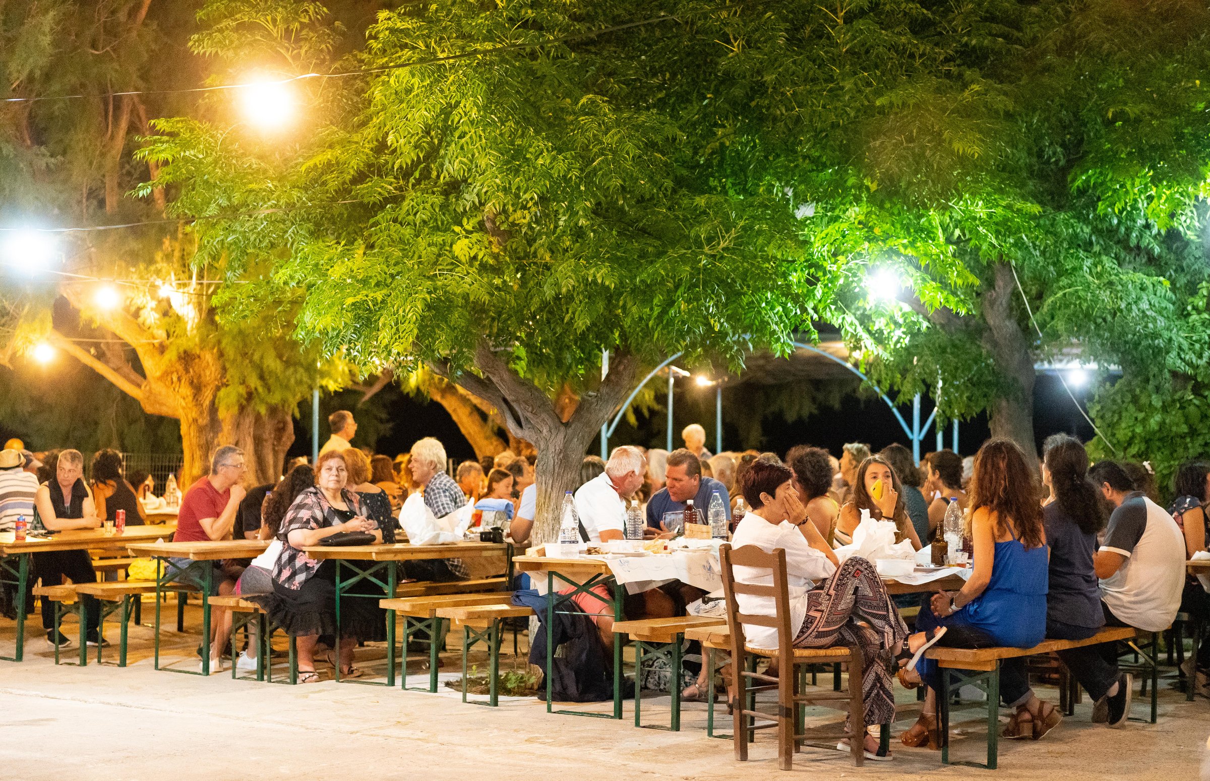 Elderly Ikarians socializing, part of the island's longevity culture